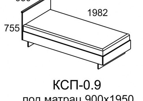 Кровать КСП-0,9 спальное место 900х1950